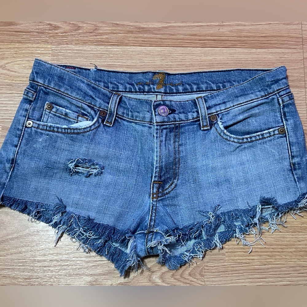 7 for all mankind Distressed Denim Blue Women's Shorts size 29